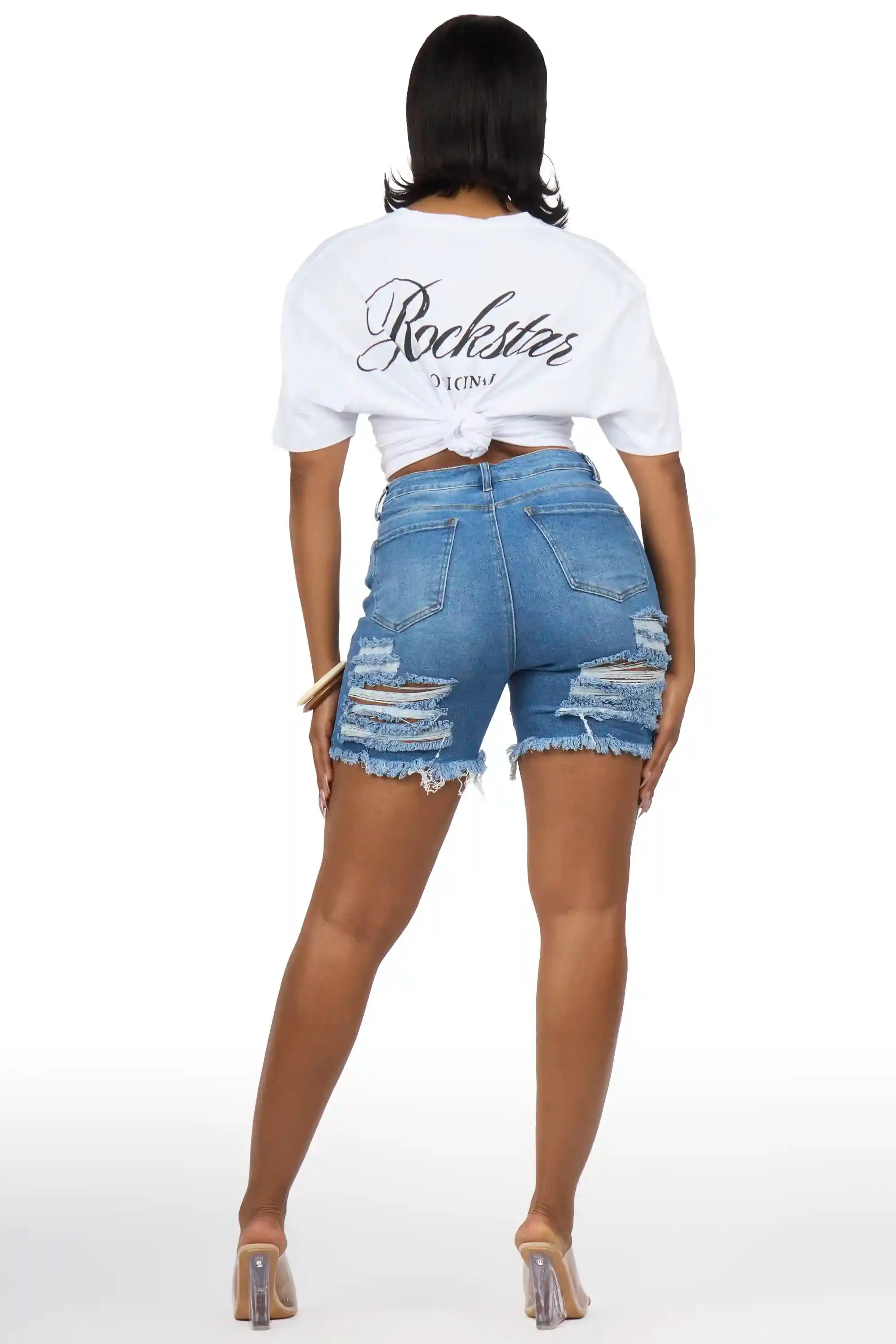 Roishonda Med. Wash Distressed Denim Short sold by Rockstar Original product image thumbnail 3