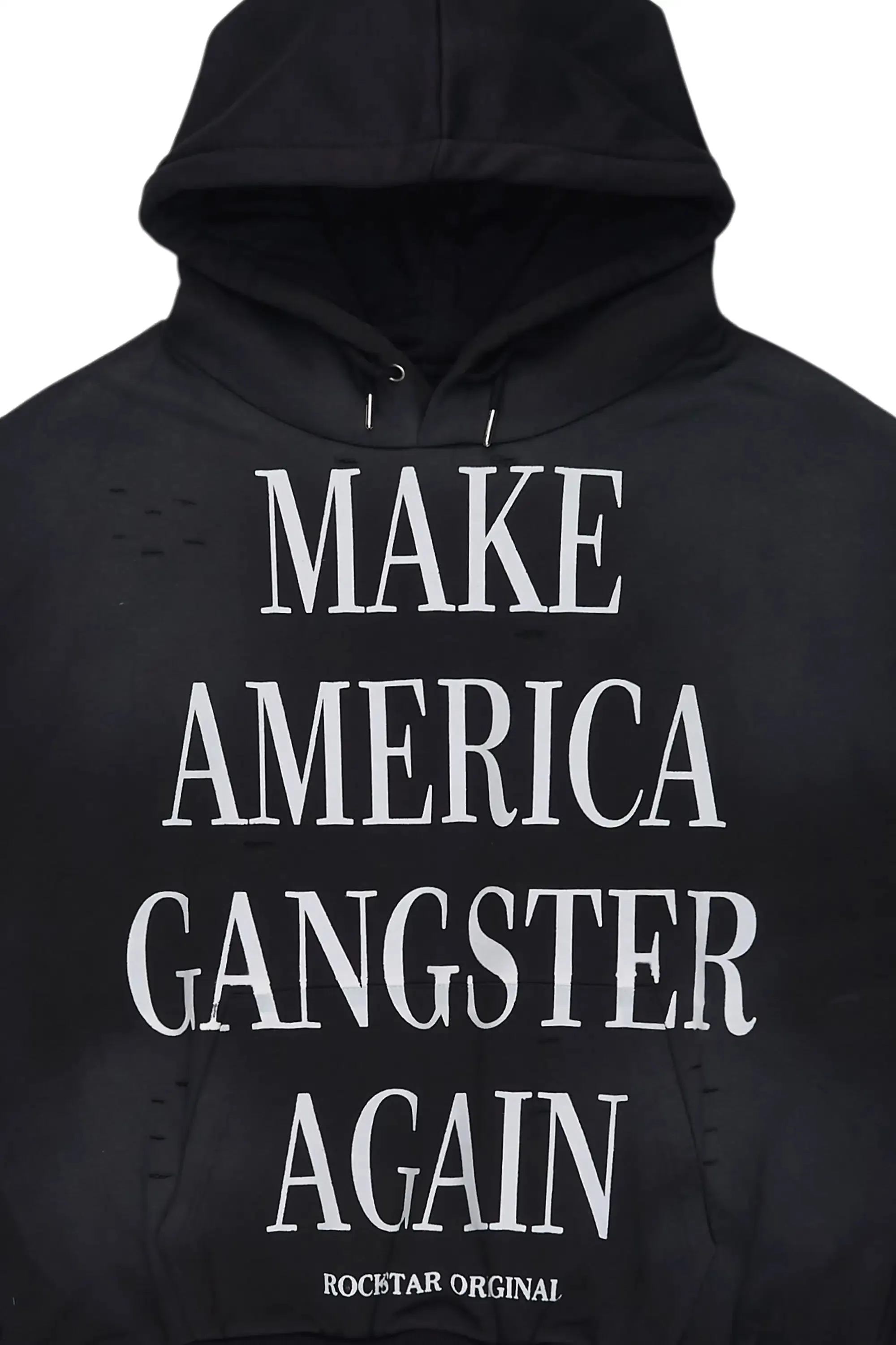 Drako Black Graphic Distressed Relaxed Hoodie sold by Rockstar Original product image thumbnail 2