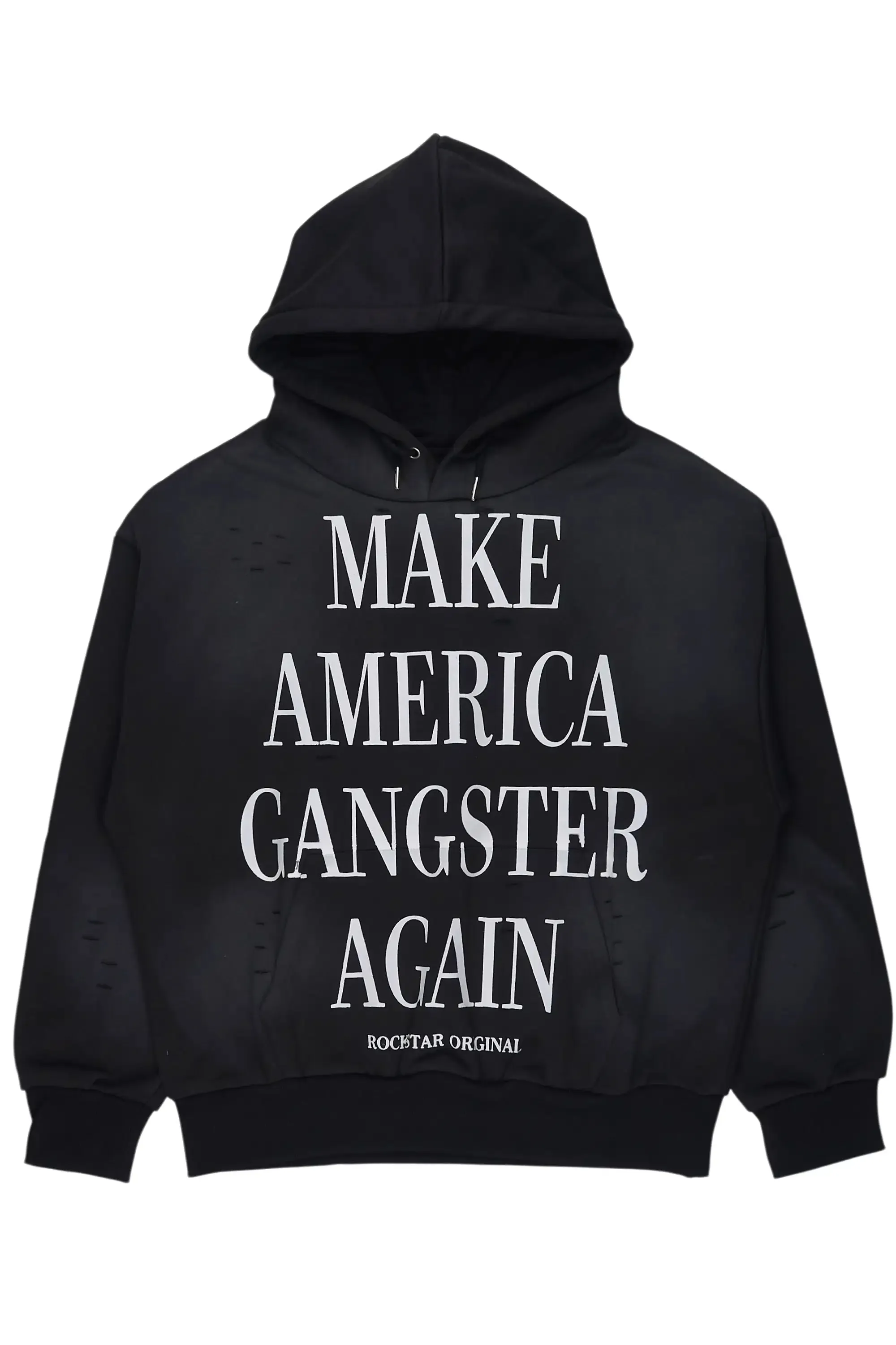 Drako Black Graphic Distressed Relaxed Hoodie sold by Rockstar Original