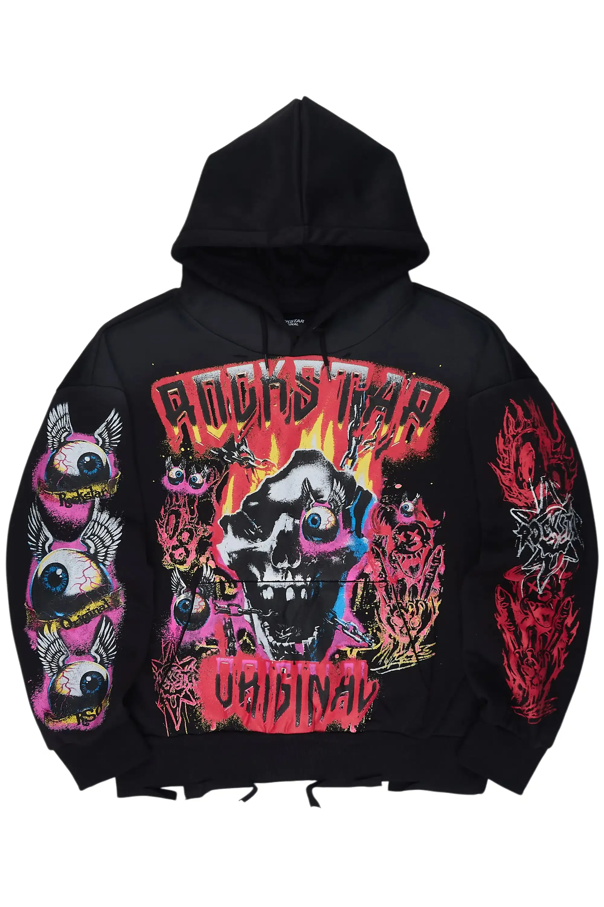 Styxx Black Distressed Graphic Relaxed Hoodie sold by Rockstar Original