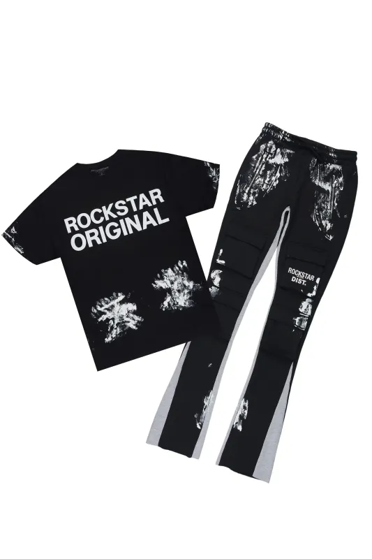 Antoon 2.0 Black T-Shirt/Stacked Flare Track Set made by Rockstar Original
