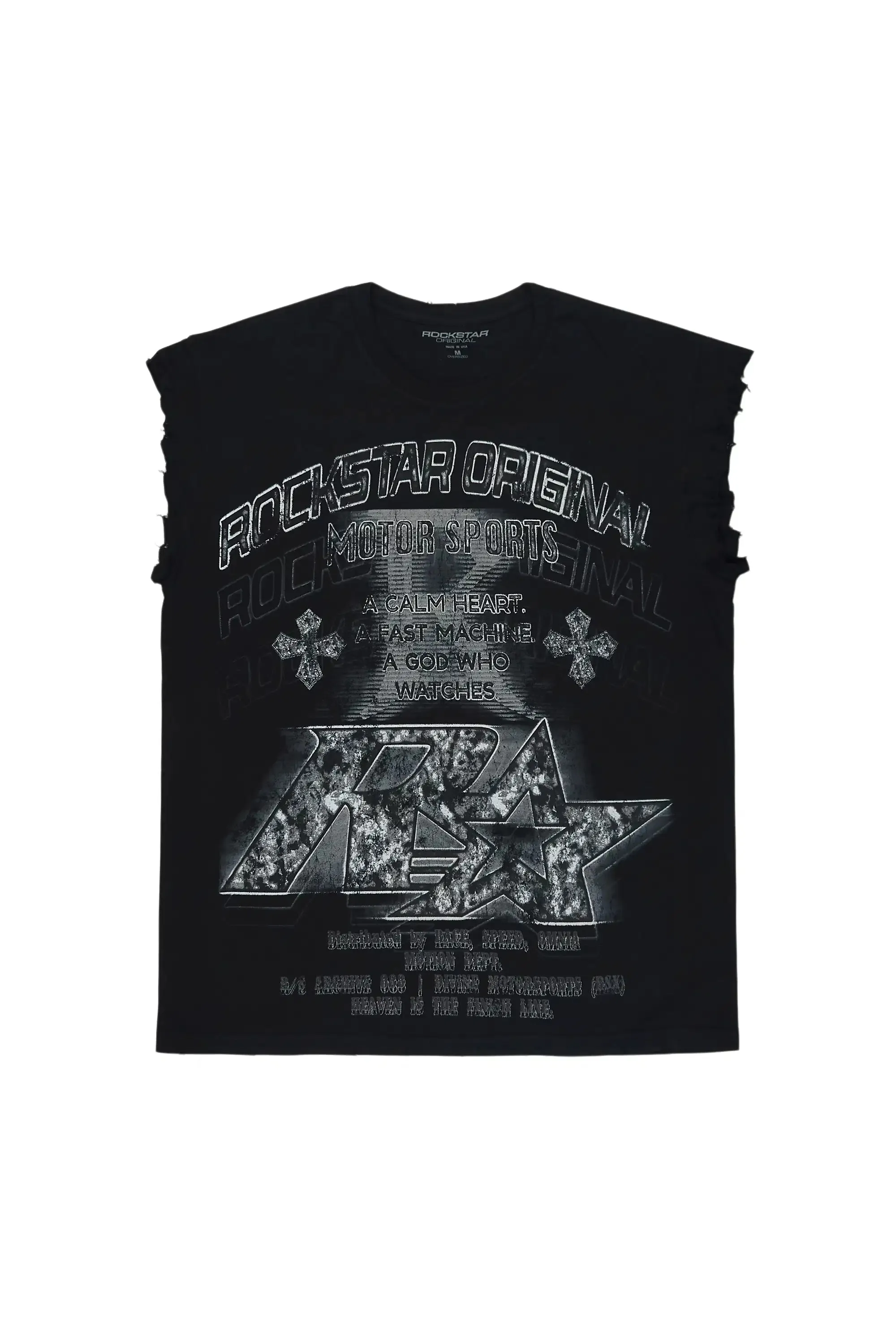 Byson Black Oversized Cut Sleeve T-Shirt sold by Rockstar Original
