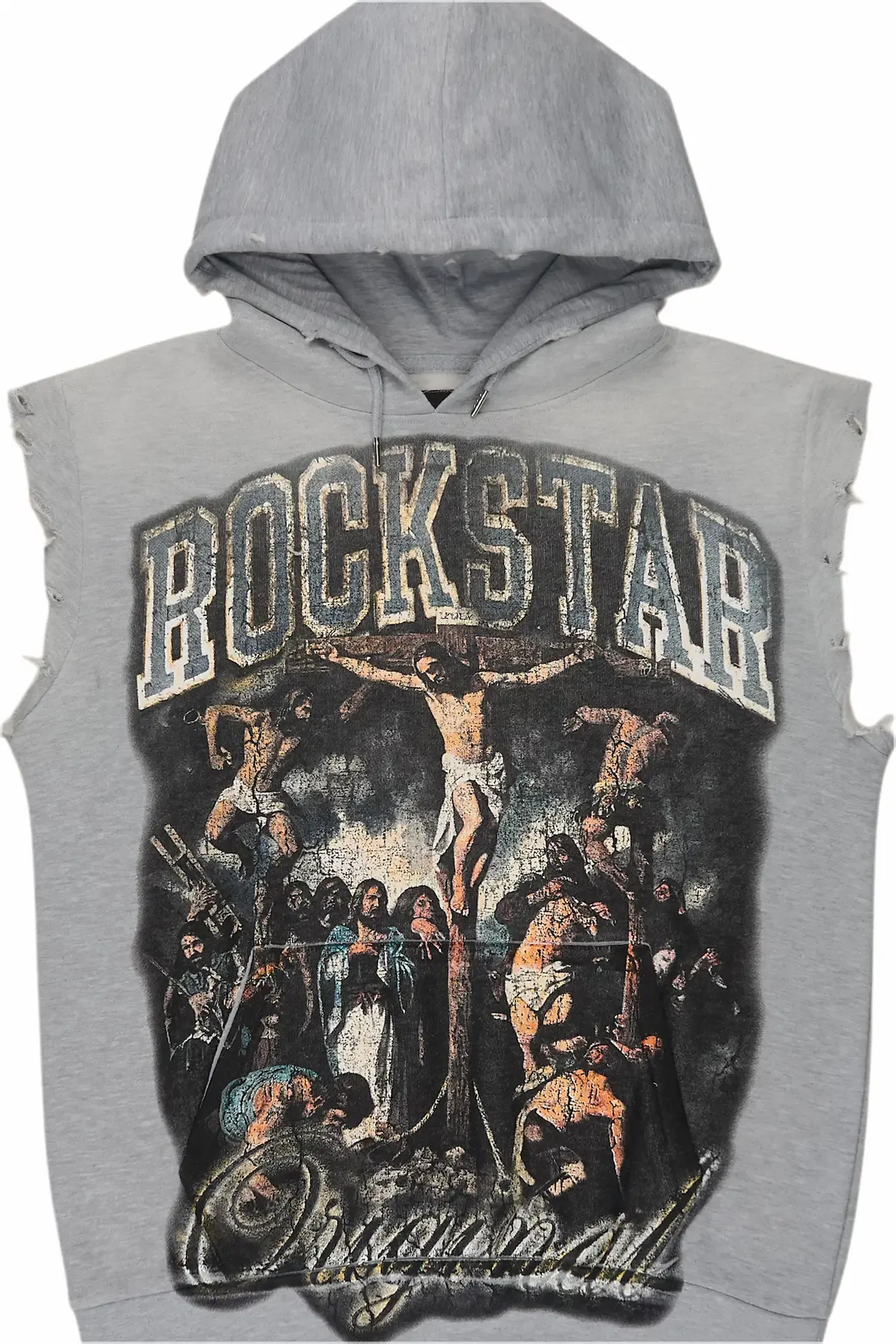 Waller Heather Grey Cut Sleeve Hoodie sold by Rockstar Original product image thumbnail 2