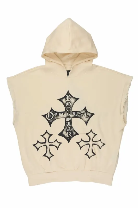 Marzion Sand/Black Cut Sleeve Hoodie made by Rockstar Original