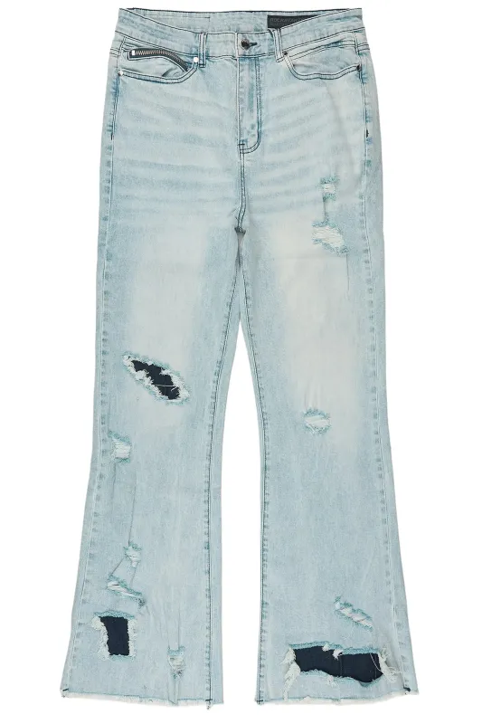 Brisbo Light Blue Relaxed Stacked Flare Jean made by Rockstar Original