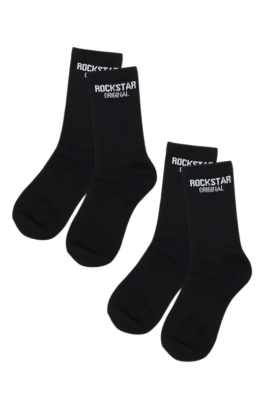 Rockstar Dist Black/Black Basic Socks 2 Pack made by Rockstar Original