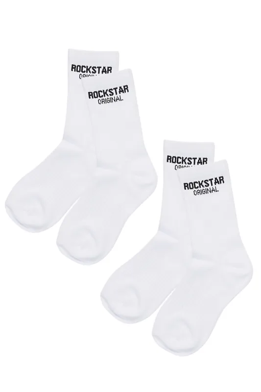 Rockstar Dist White Basic Socks 2 Pack made by Rockstar Original
