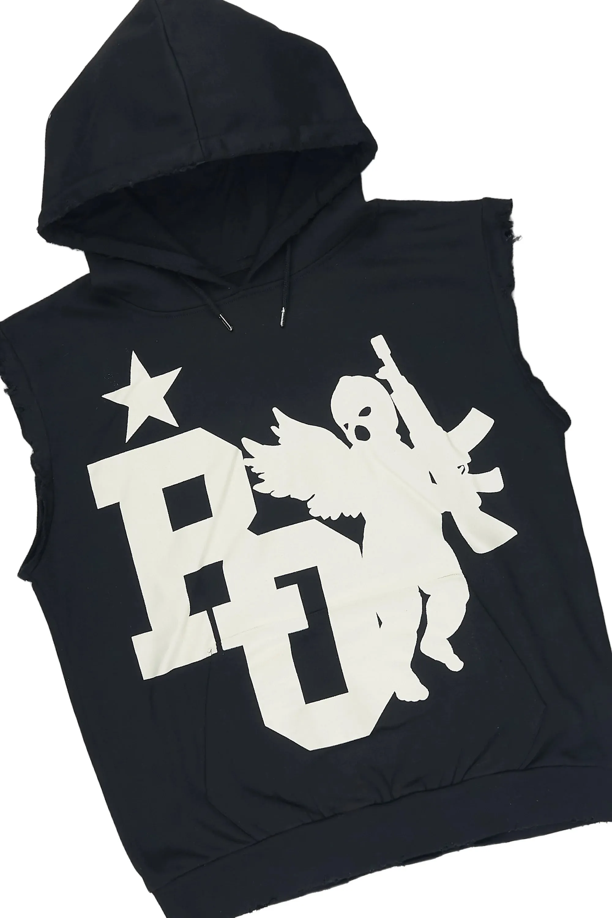 Pluton Black/Red Cut Sleeve Hoodie/Stacked Flare Track Set sold by Rockstar Original product image thumbnail 2