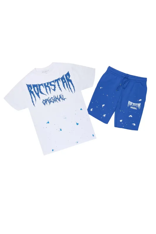 Twinkle White/Royal Blue T-Shirt/Short Set made by Rockstar Original