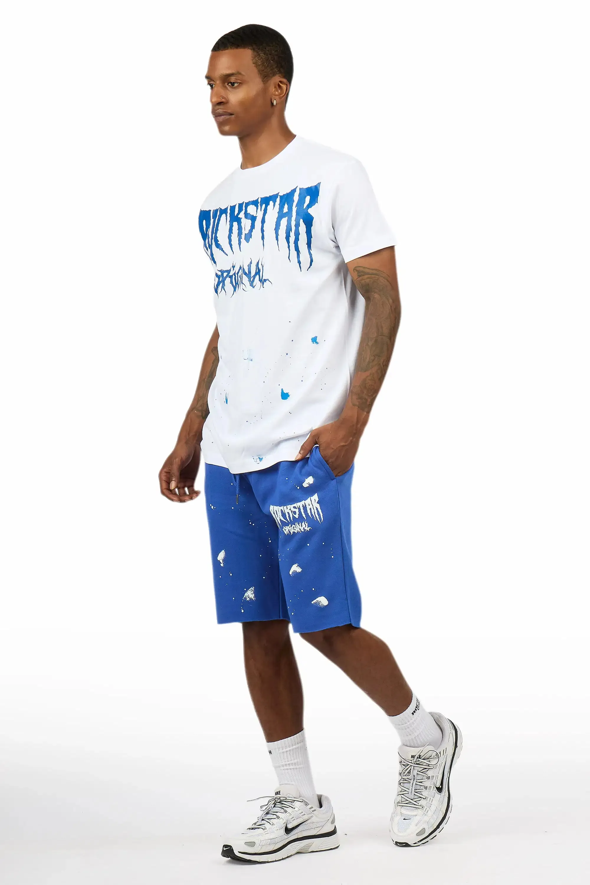 Twinkle White/Royal Blue T-Shirt/Short Set sold by Rockstar Original product image thumbnail 5
