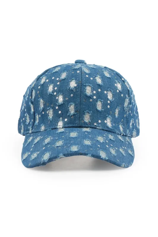 Mosley Denim Blue Rhinestone Trucker Hat made by Rockstar Original