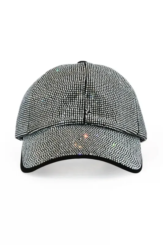 Wofford Black/Clear Rhinestone Trucker Hat made by Rockstar Original