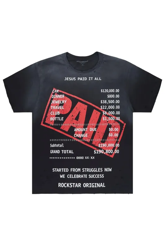 Paid Black Oversized Graphic T-Shirt made by Rockstar Original