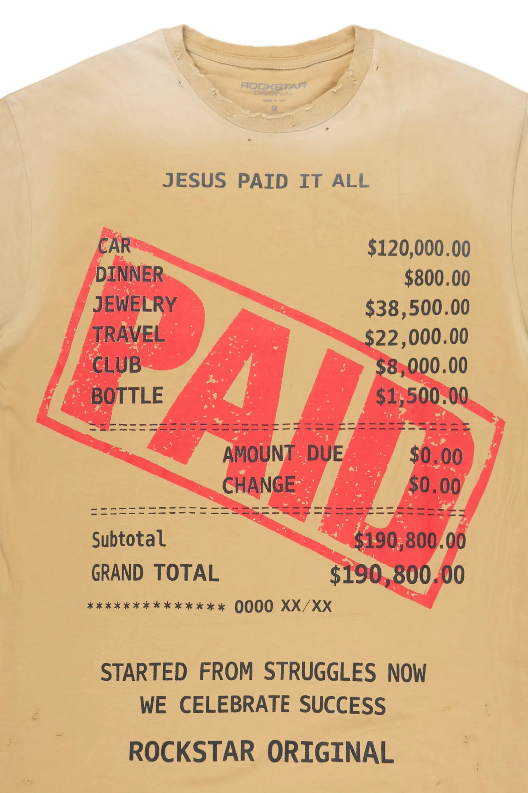 Paid Beige Oversized Graphic T-Shirt sold by Rockstar Original product image thumbnail 2