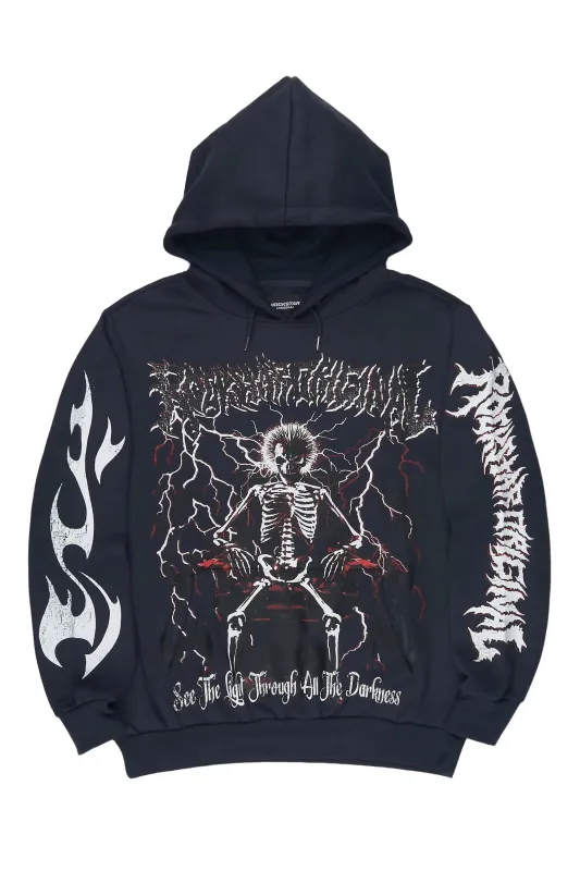 Deathrow Navy Graphic Hoodie made by Rockstar Original