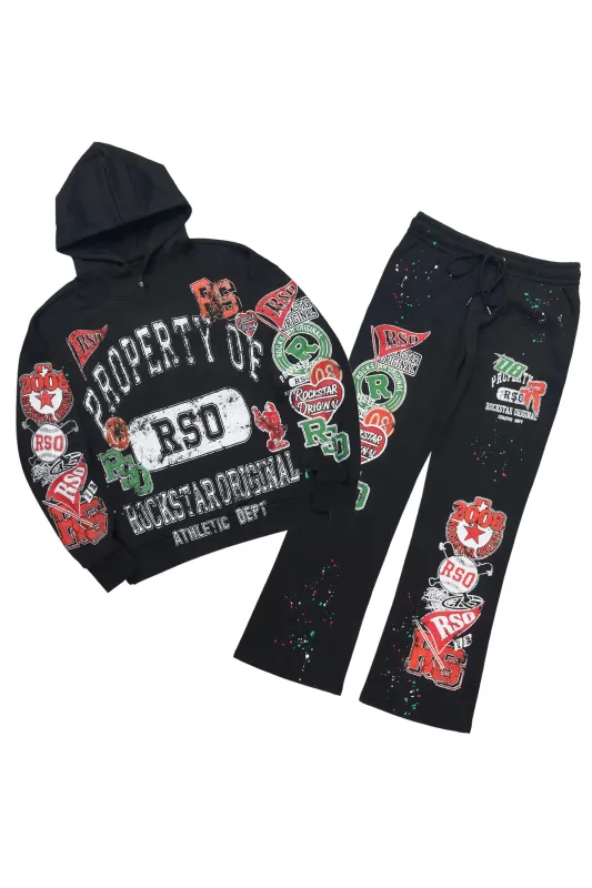 Syrix Black Hoodie Relaxed Track Set made by Rockstar Original