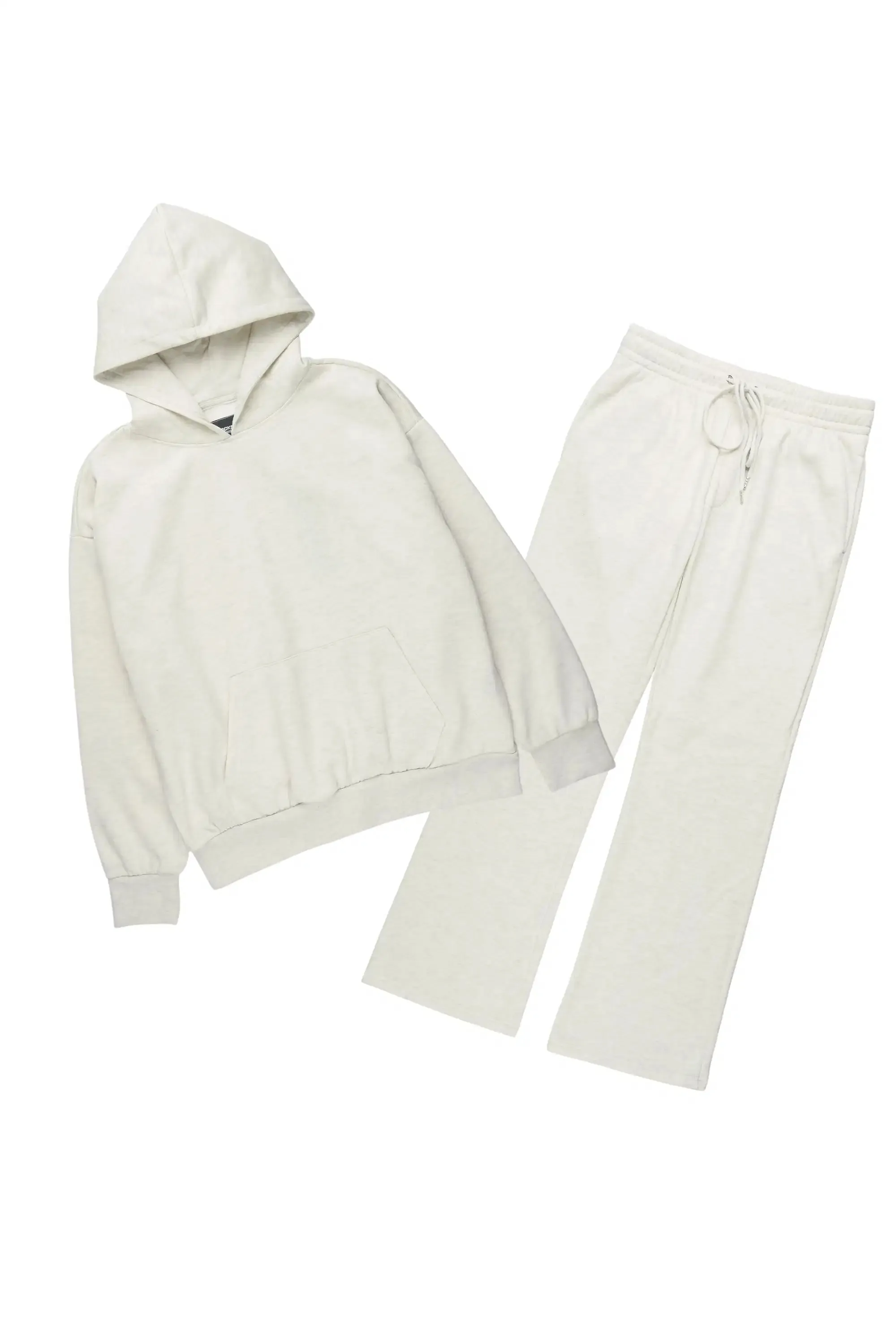 Basic Light Oatmeal Hoodie Relaxed Track Set sold by Rockstar Original