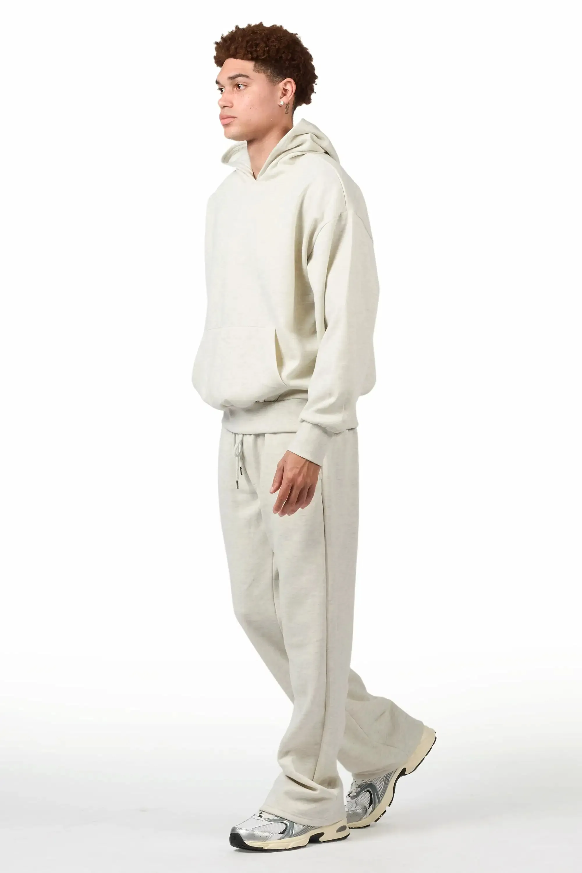 Basic Light Oatmeal Hoodie Relaxed Track Set sold by Rockstar Original product image thumbnail 5