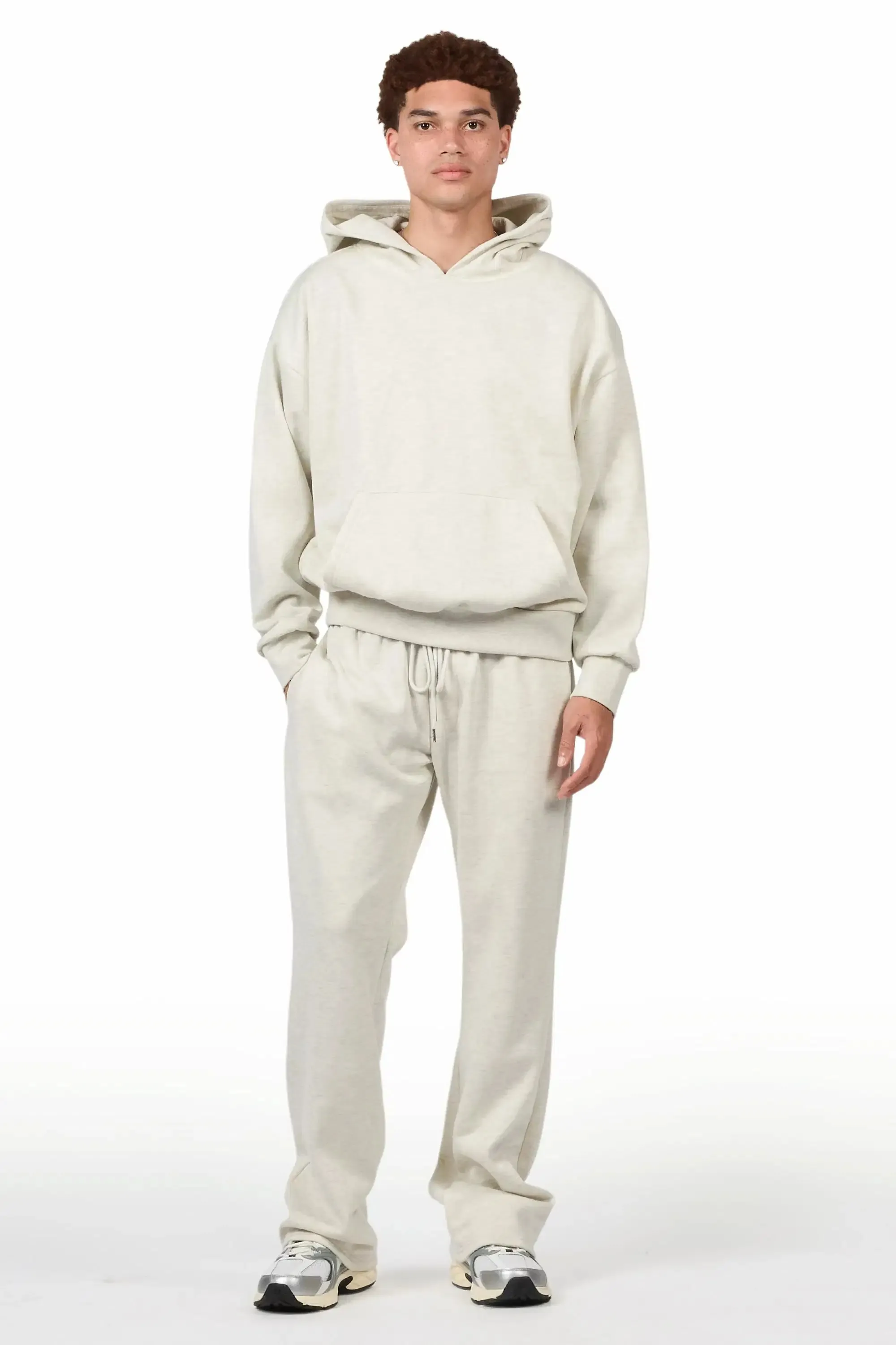 Basic Light Oatmeal Hoodie Relaxed Track Set sold by Rockstar Original product image thumbnail 2