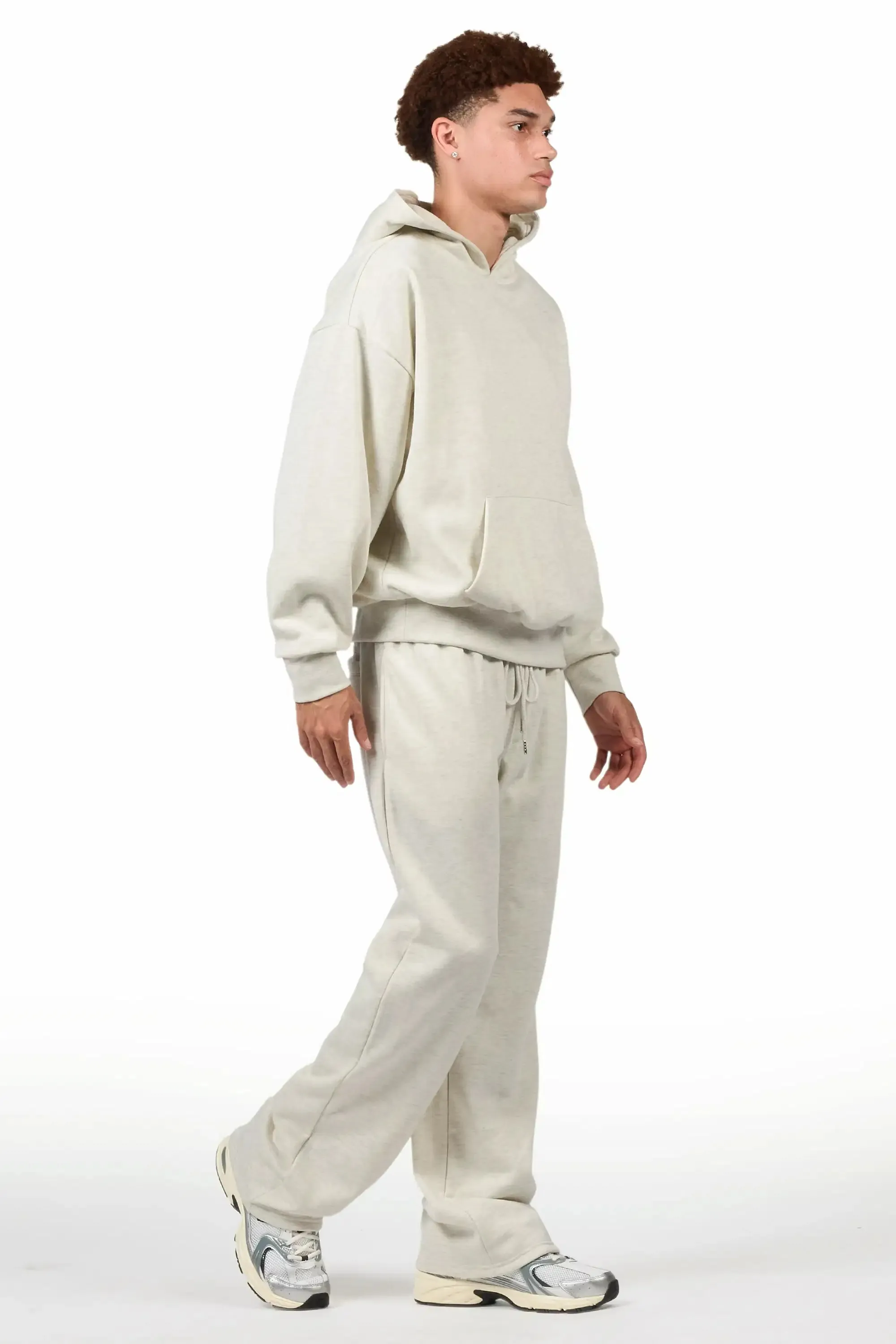 Basic Light Oatmeal Hoodie Relaxed Track Set sold by Rockstar Original product image thumbnail 3