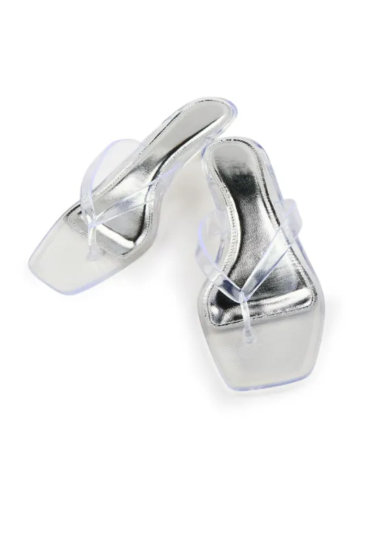 Donavana Clear Heeled Thong Sandal made by Rockstar Original