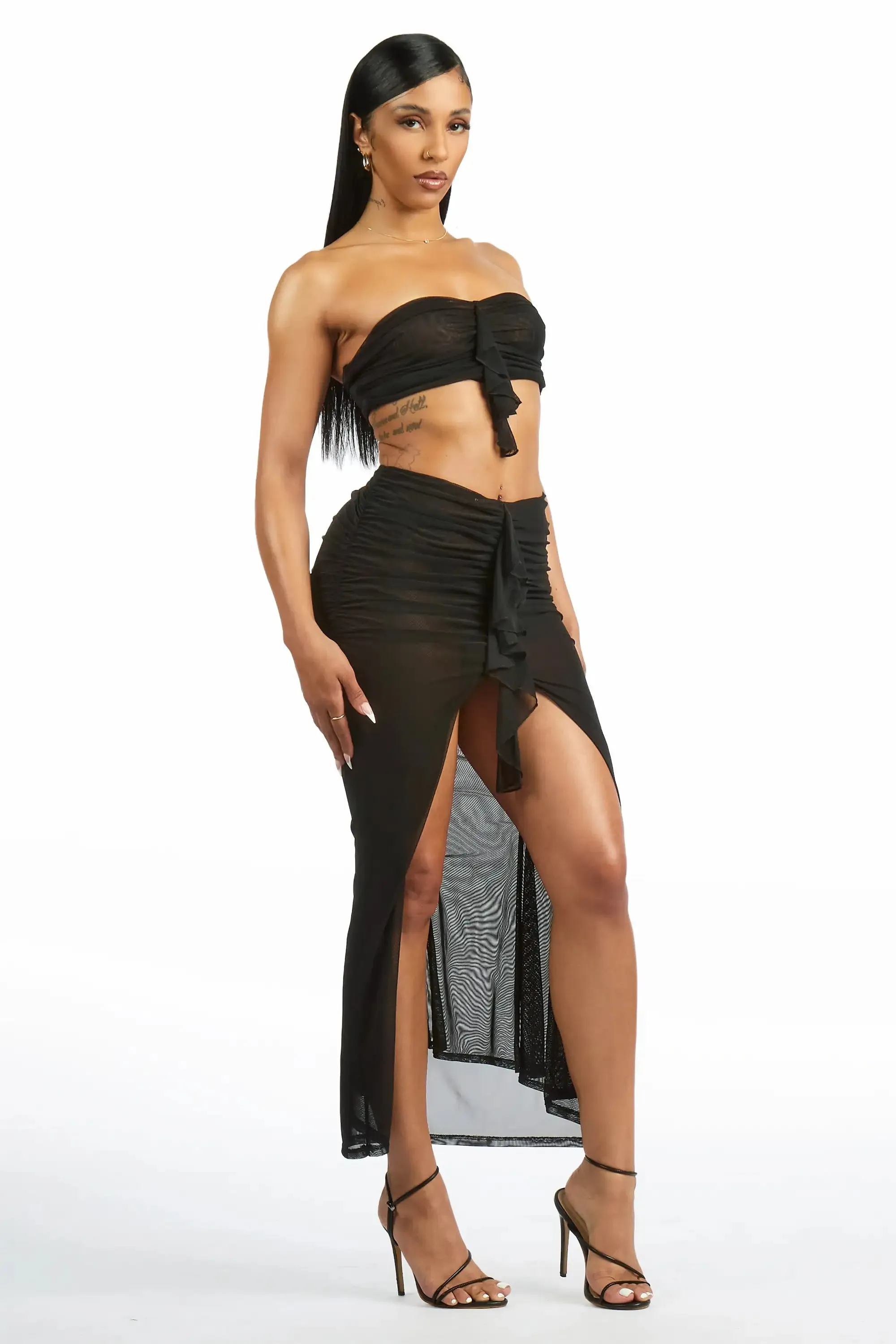 Dbl-Ruffle Black 2-pc Maxi Skirt Set sold by Rockstar Original product image thumbnail 4