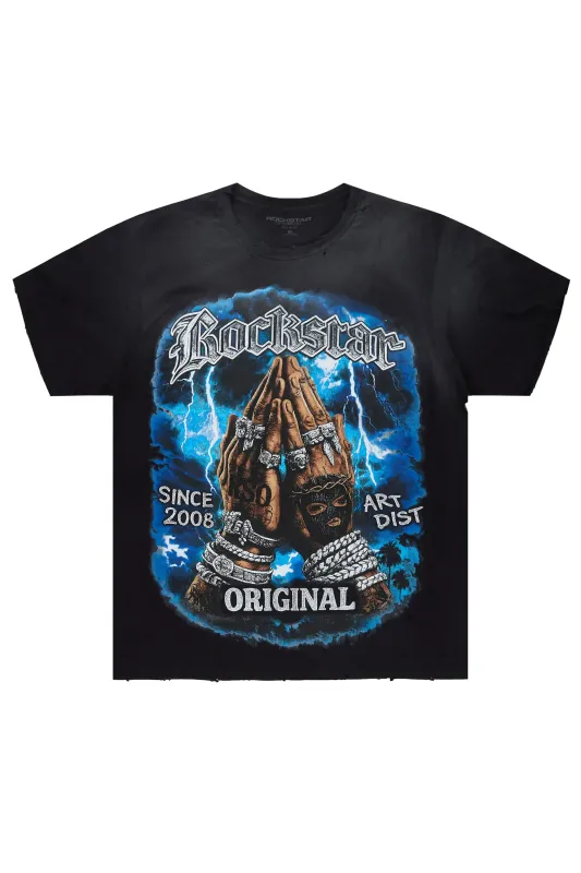 Thorne Black Oversized Graphic T-Shirt made by Rockstar Original