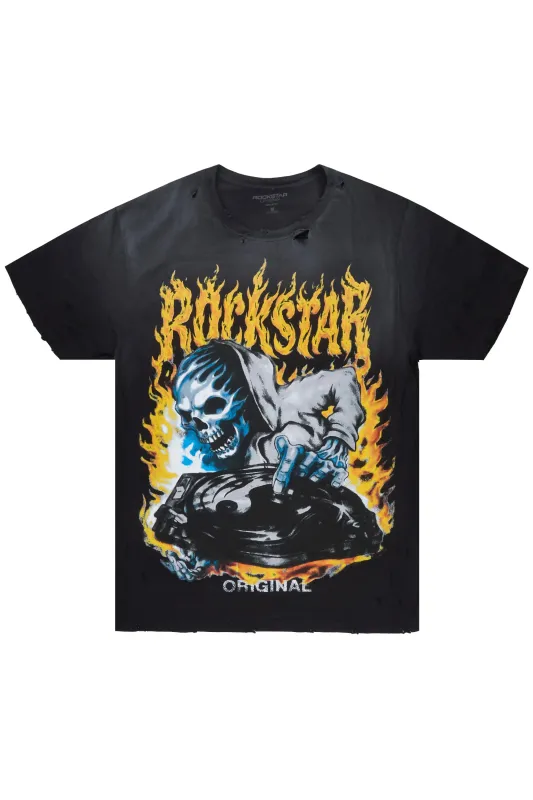 Dice Black Oversized Graphic T-Shirt made by Rockstar Original