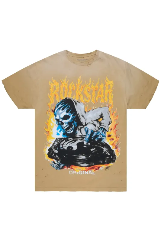 Dice Beige Oversized Graphic T-Shirt made by Rockstar Original