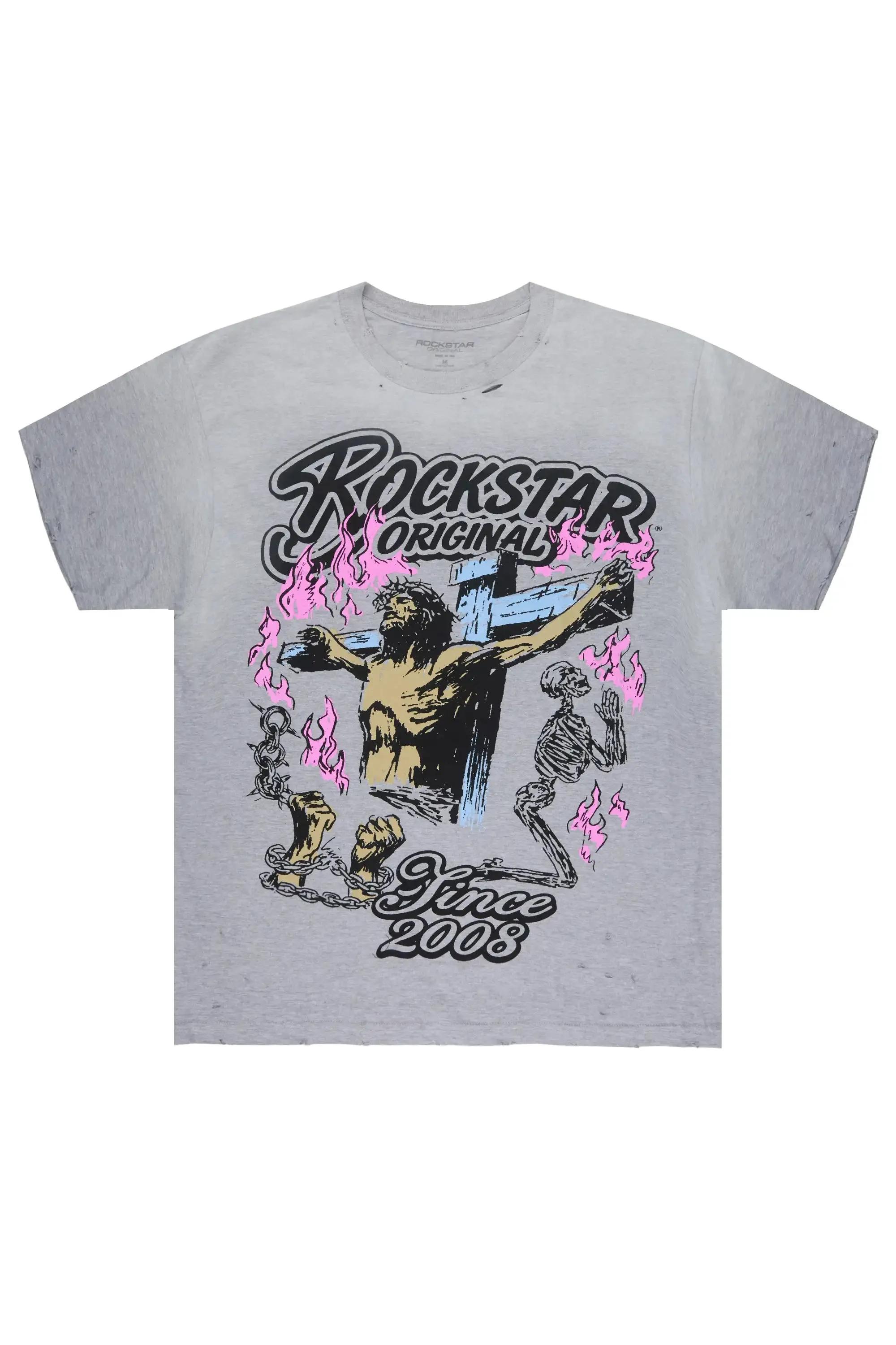 Kyren Heather Grey Oversized Graphic T-Shirt sold by Rockstar Original