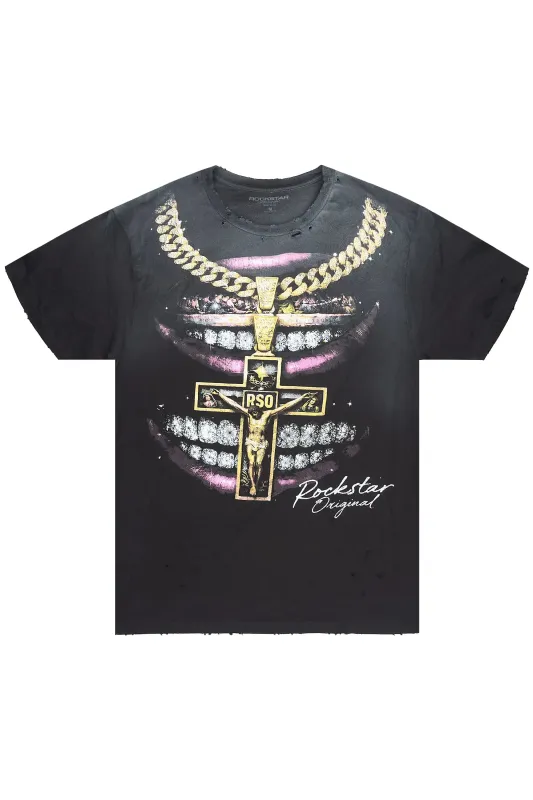 Dasha Black Oversized Graphic T-Shirt made by Rockstar Original