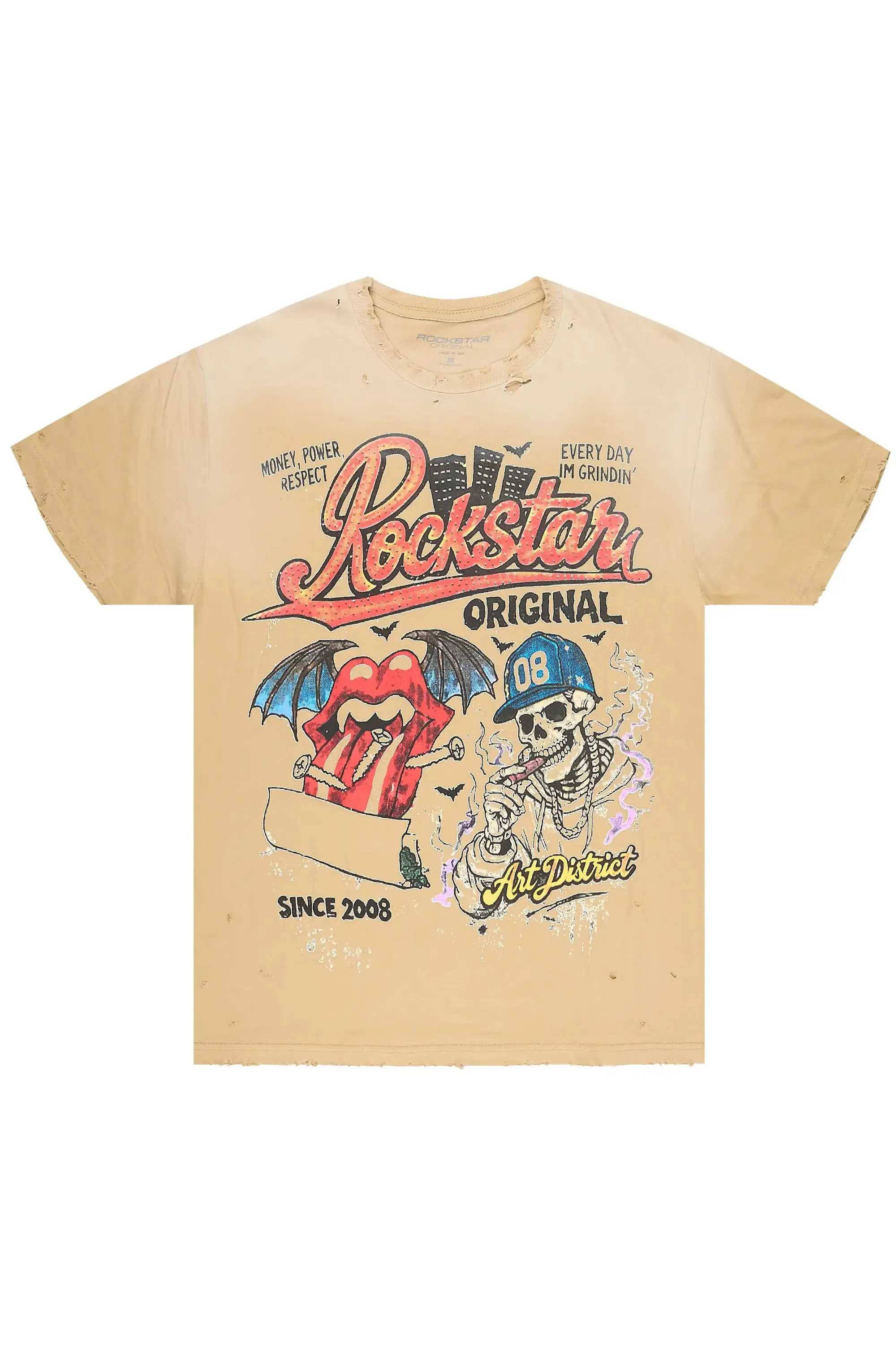Batts Beige Oversized Graphic T-Shirt sold by Rockstar Original