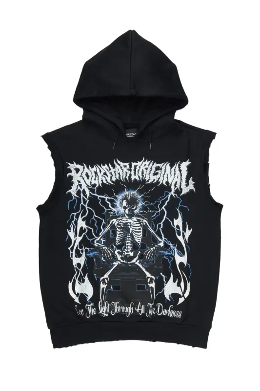 Deathrow Black Cut Sleeve Hoodie made by Rockstar Original
