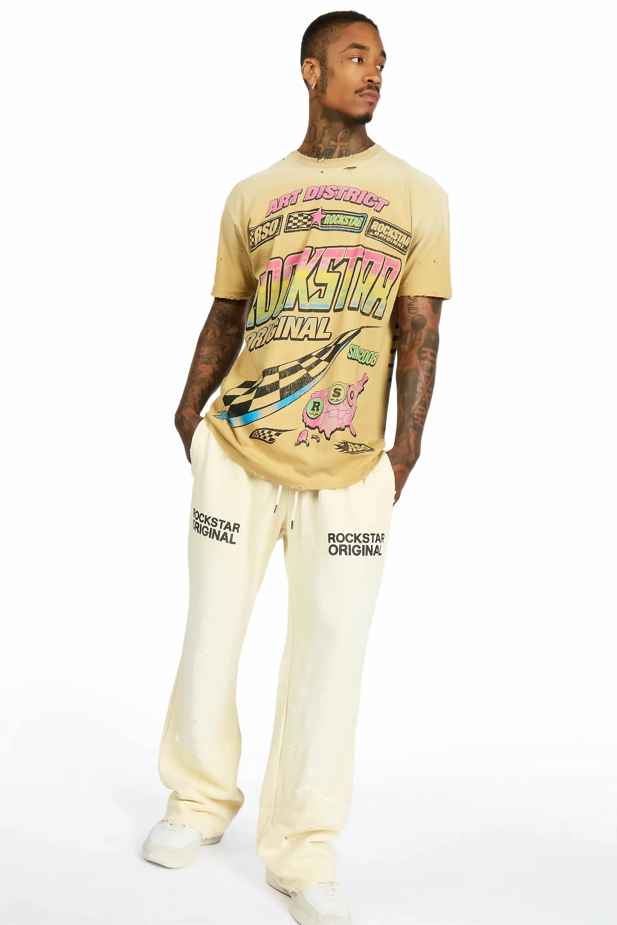 Burris Beige Oversized Graphic T-Shirt sold by Rockstar Original product image thumbnail 2