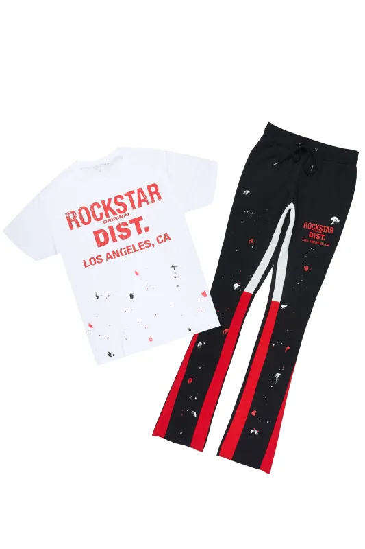 Scottie White/Black T-Shirt/Stacked Flare Track Pant Set made by Rockstar Original