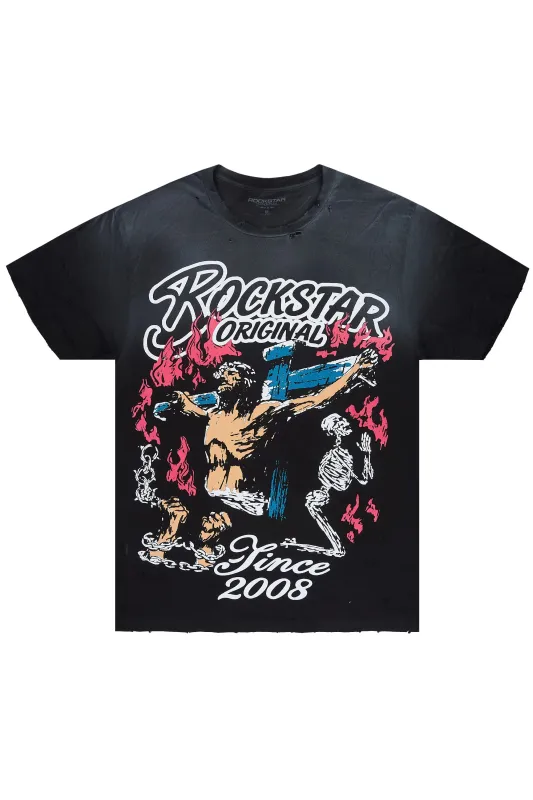 Kyren Black Oversized Graphic T-Shirt made by Rockstar Original