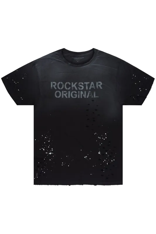 Reign Black/Black Oversized Graphic T-Shirt made by Rockstar Original