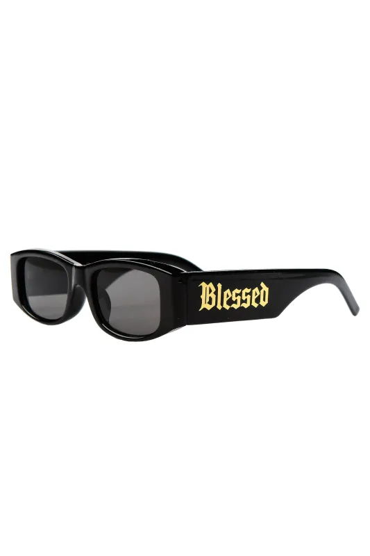 Blessed Black/Gold Square Rectangle Sunglass made by Rockstar Original