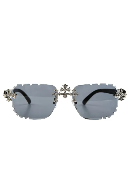 Jerz Black/Silver Square Rectangle Sunglass made by Rockstar Original