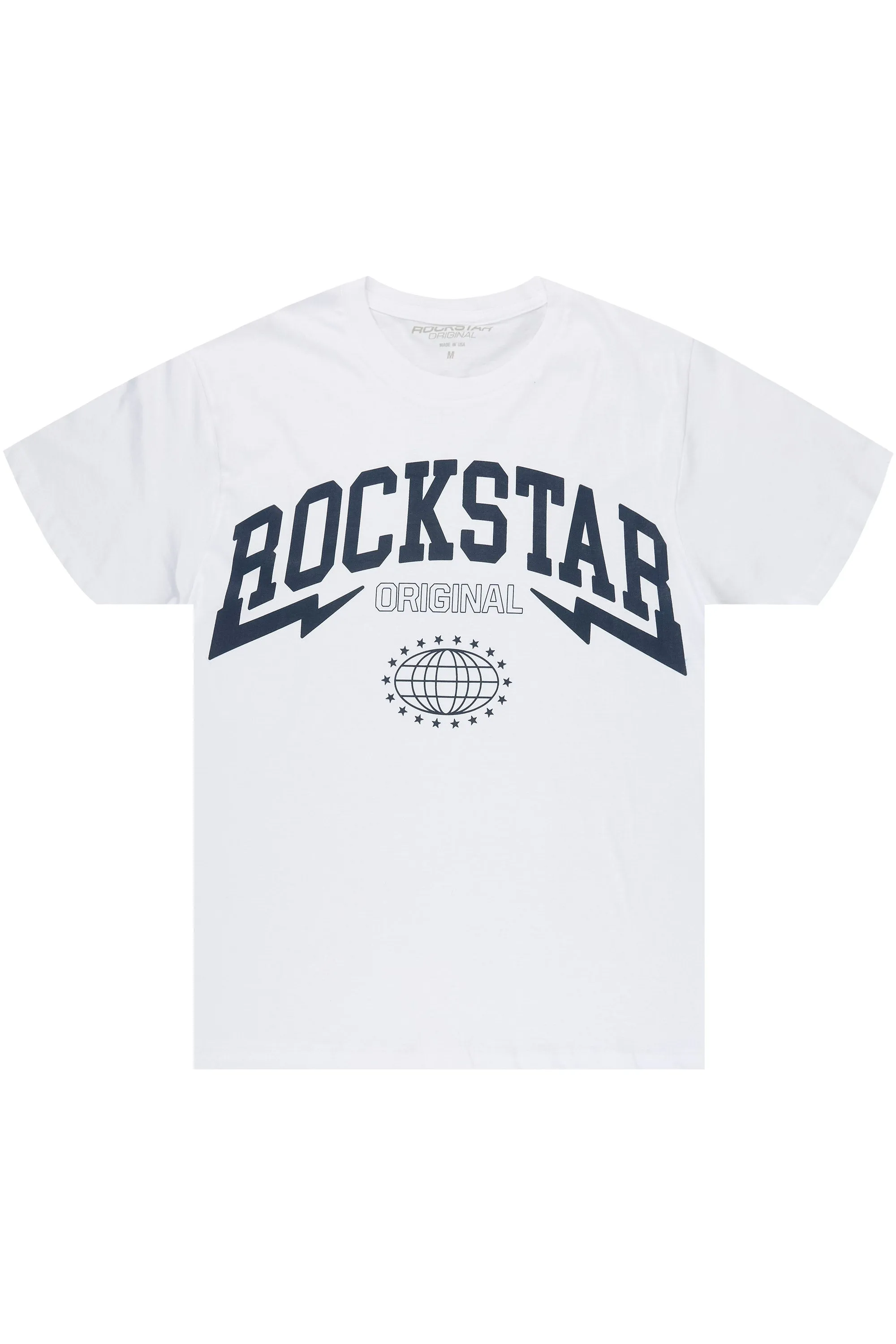 Stori White/ Navy Graphic T-Shirt sold by Rockstar Original