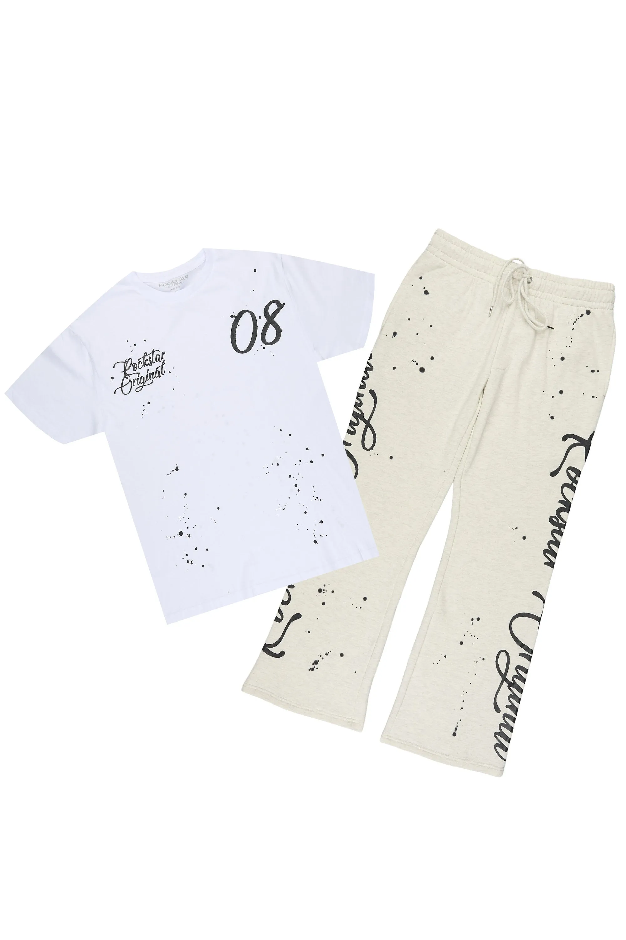 Hanif White/Light Oatmeal T-Shirt/Relaxed Track Set sold by Rockstar Original