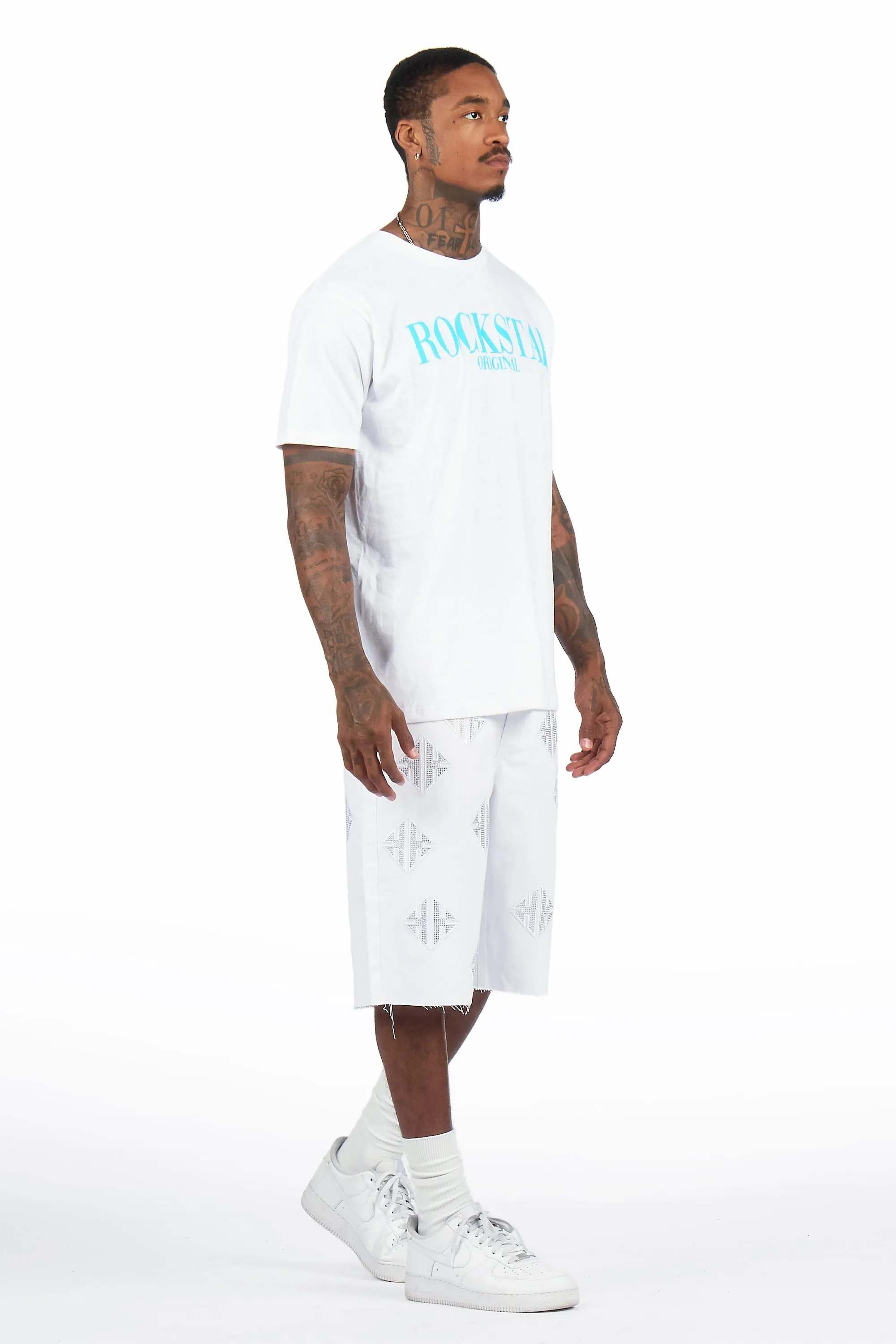 Chelot White Rhinestones Denim Short sold by Rockstar Original product image thumbnail 4