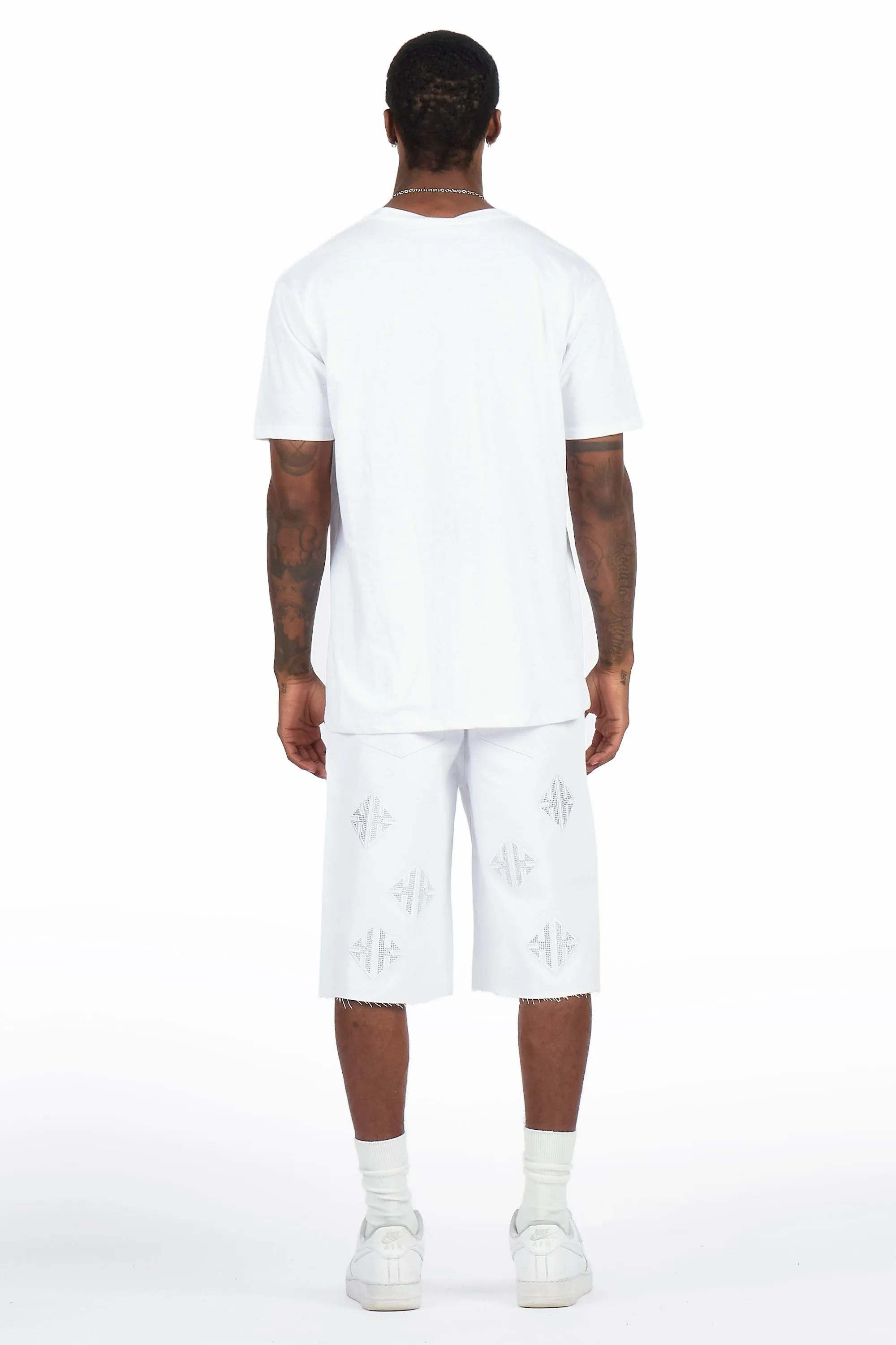 Chelot White Rhinestones Denim Short sold by Rockstar Original product image thumbnail 5