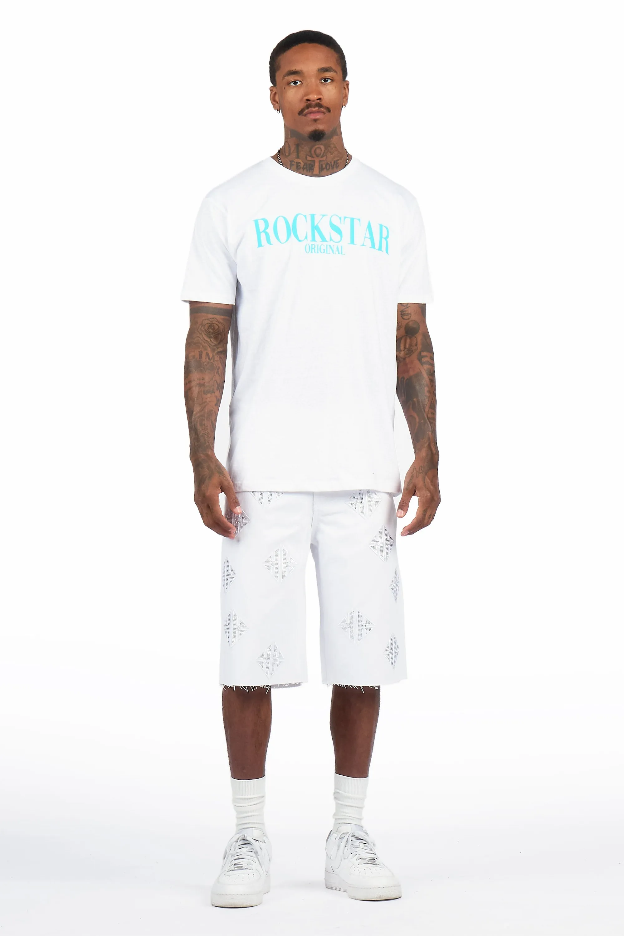 Chelot White Rhinestones Denim Short sold by Rockstar Original product image thumbnail 3