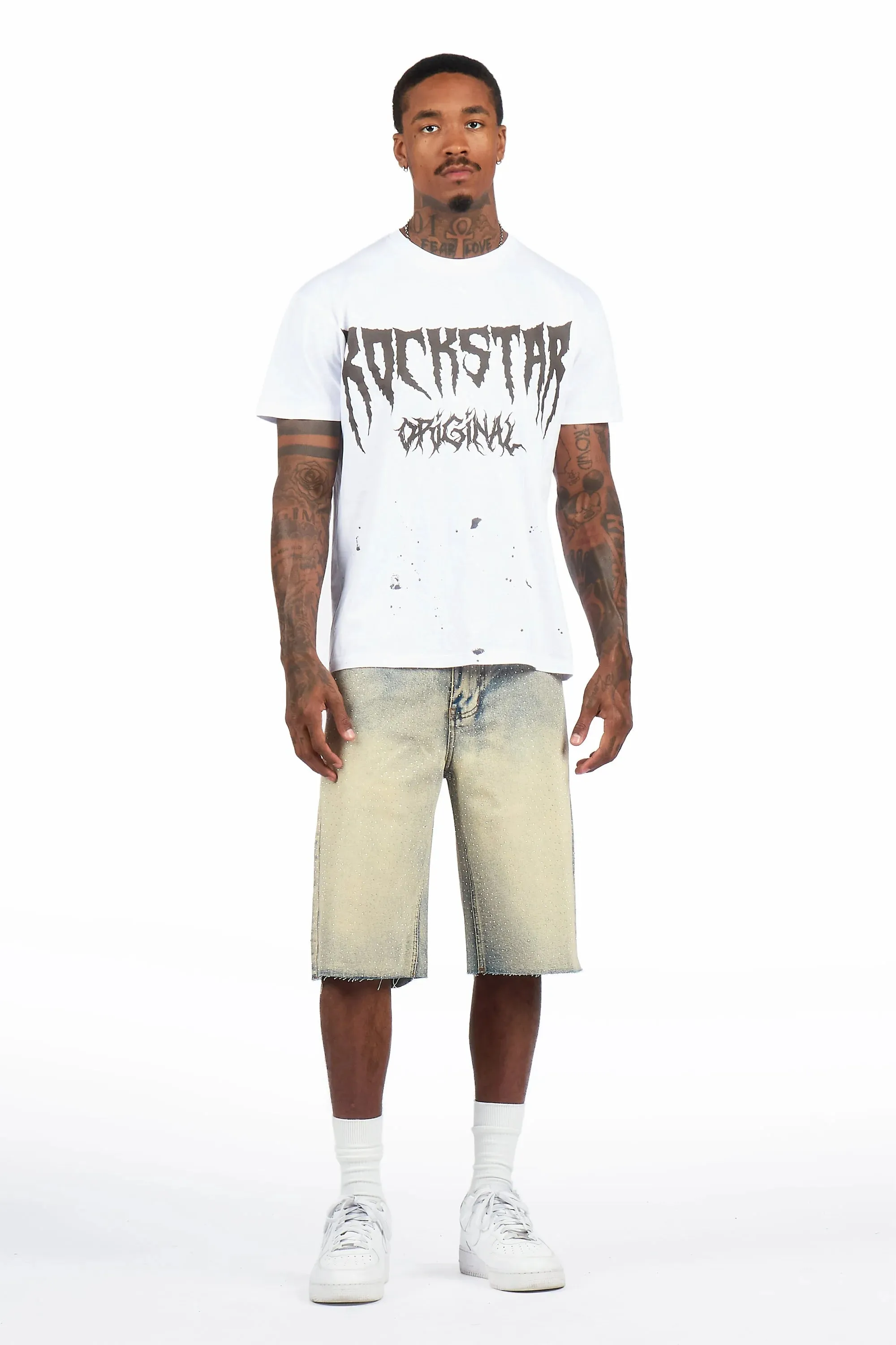 Brayan Blue Rhinestones Denim Short sold by Rockstar Original product image thumbnail 3