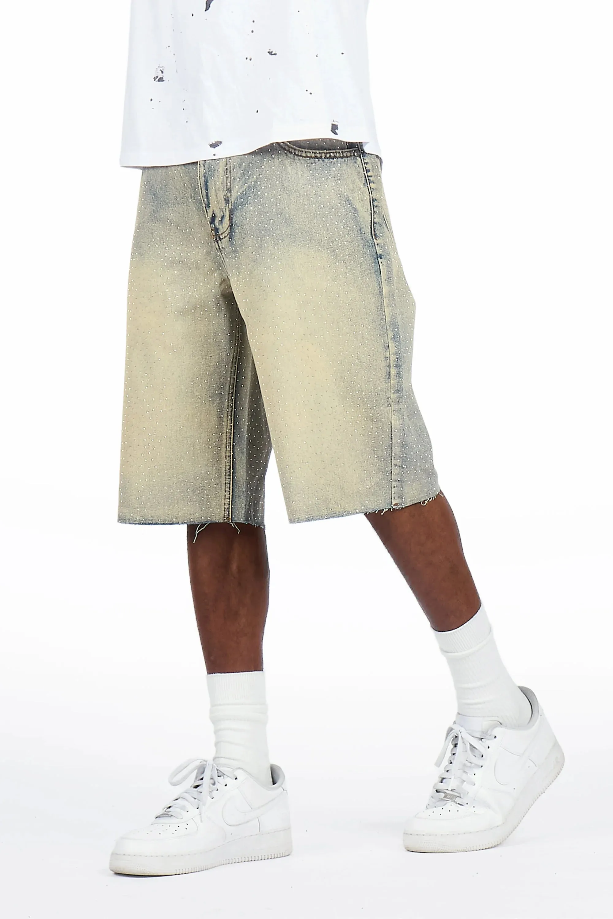 Brayan Blue Rhinestones Denim Short sold by Rockstar Original