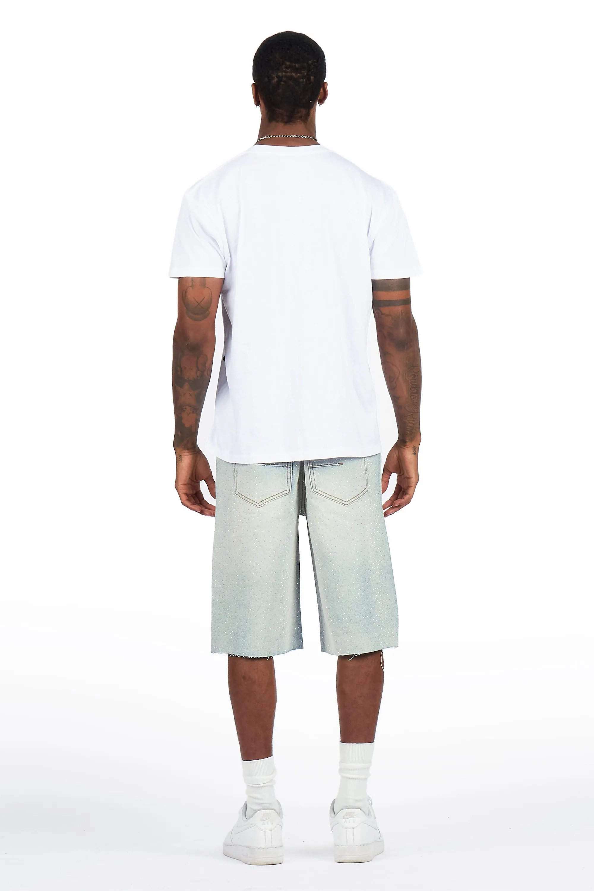 Brayan Light Blue Rhinestones Denim Short sold by Rockstar Original product image thumbnail 5