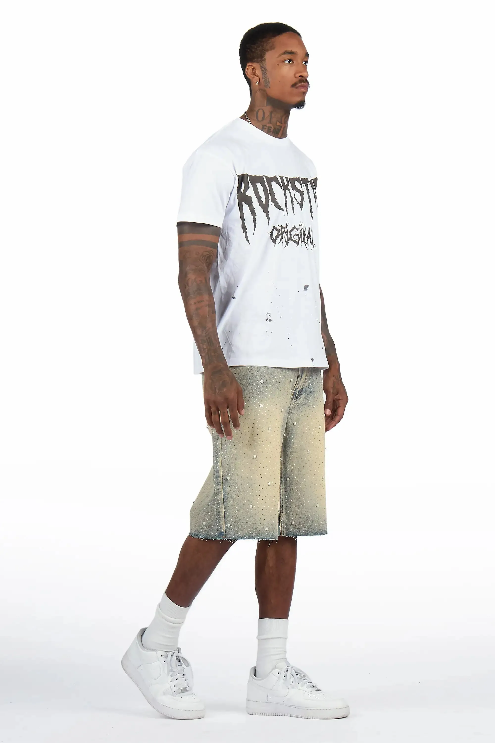 Rydell Blue Rhinestones Denim Short sold by Rockstar Original product image thumbnail 4