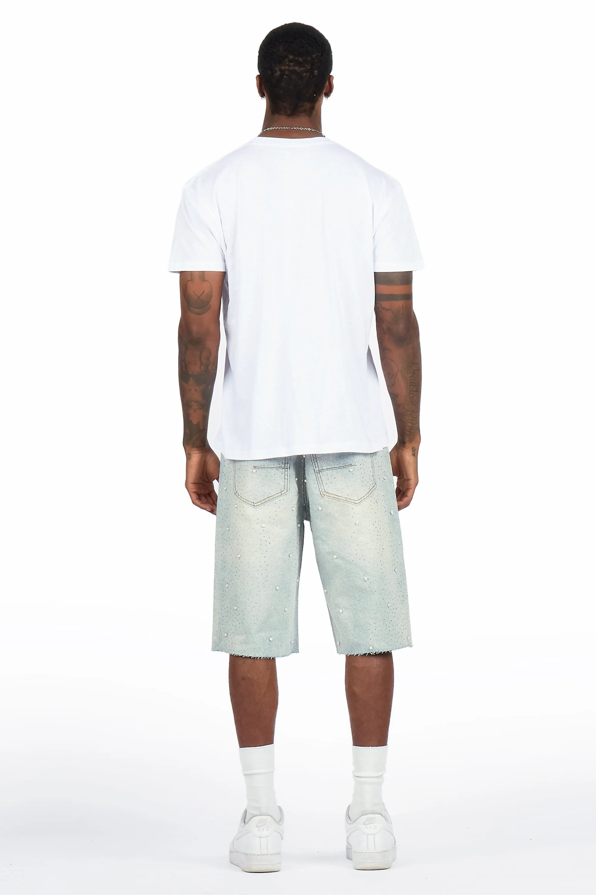 Rydell Light Blue Rhinestones Denim Short sold by Rockstar Original product image thumbnail 5