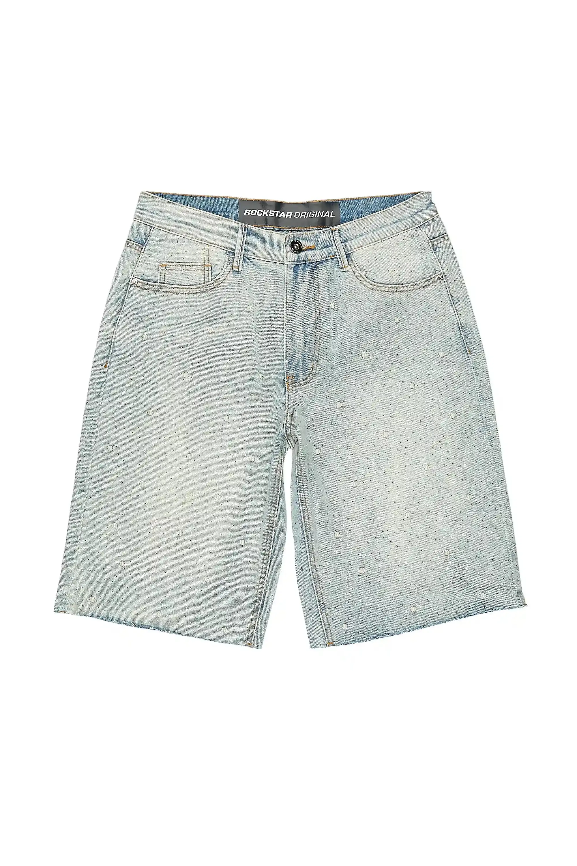 Rydell Light Blue Rhinestones Denim Short sold by Rockstar Original product image thumbnail 2